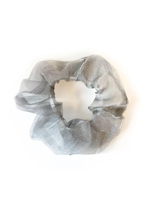 ORGANZA SCRUNCHIE GLOSSY SILVER